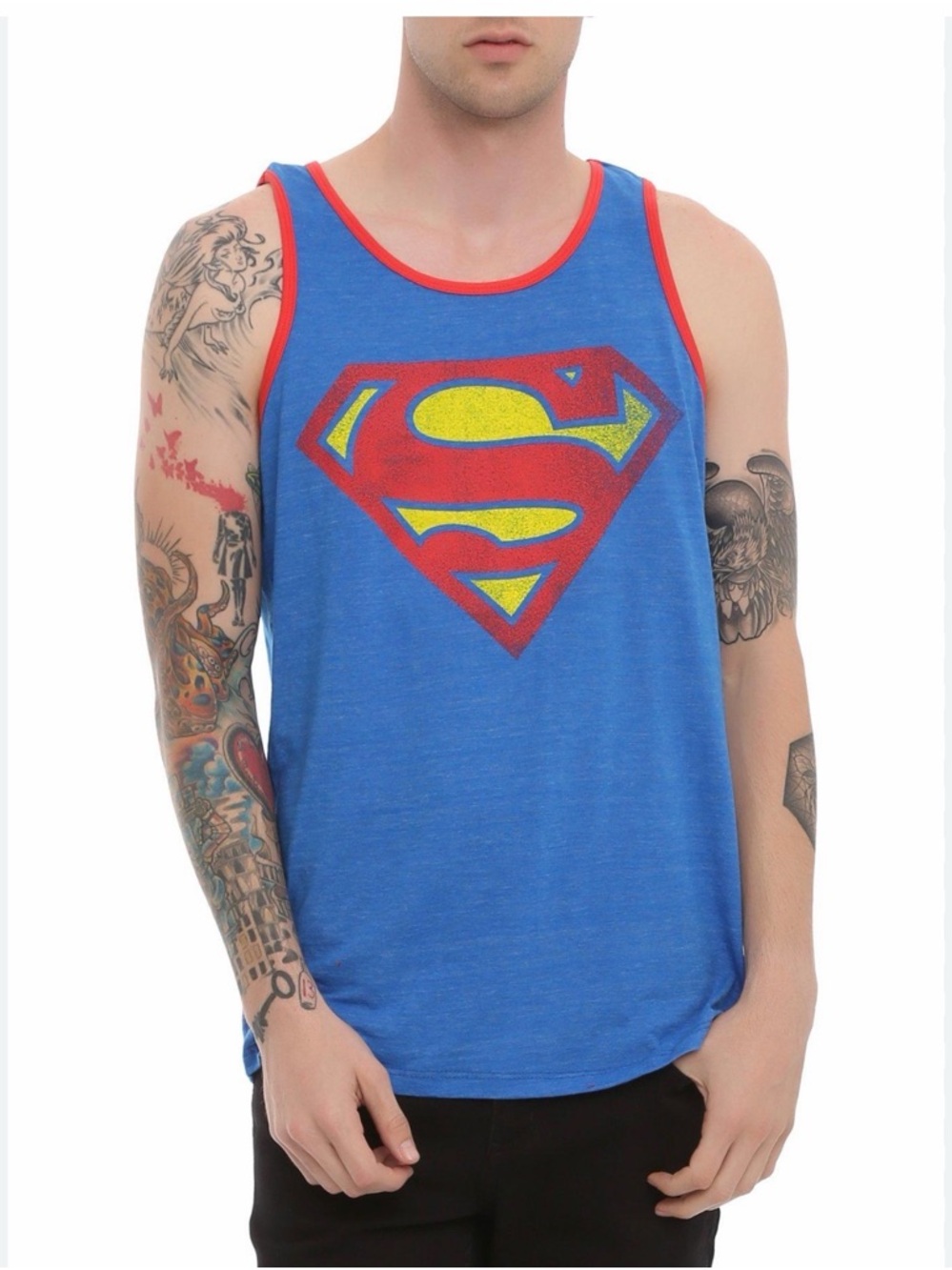 DC Comics Superman logo tank top blue size XL.
